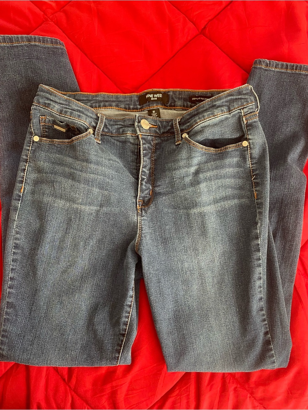 Nine West Women's Medium Blue Skinny Stretch Jeans size 10 skinny denim